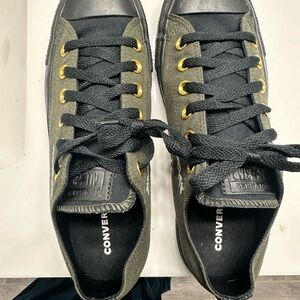 Converse Black and Olive Sneakers with Gold Accents